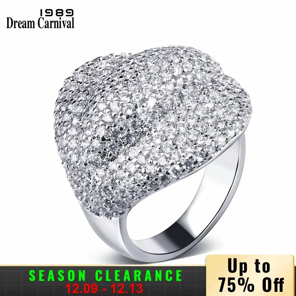 Dreamcarnival 1989 Обручение deluxe кольцо для Для женщин невесты CZ Jewellery Rhodium Gold Цвет распродажа большие скидки Купоны