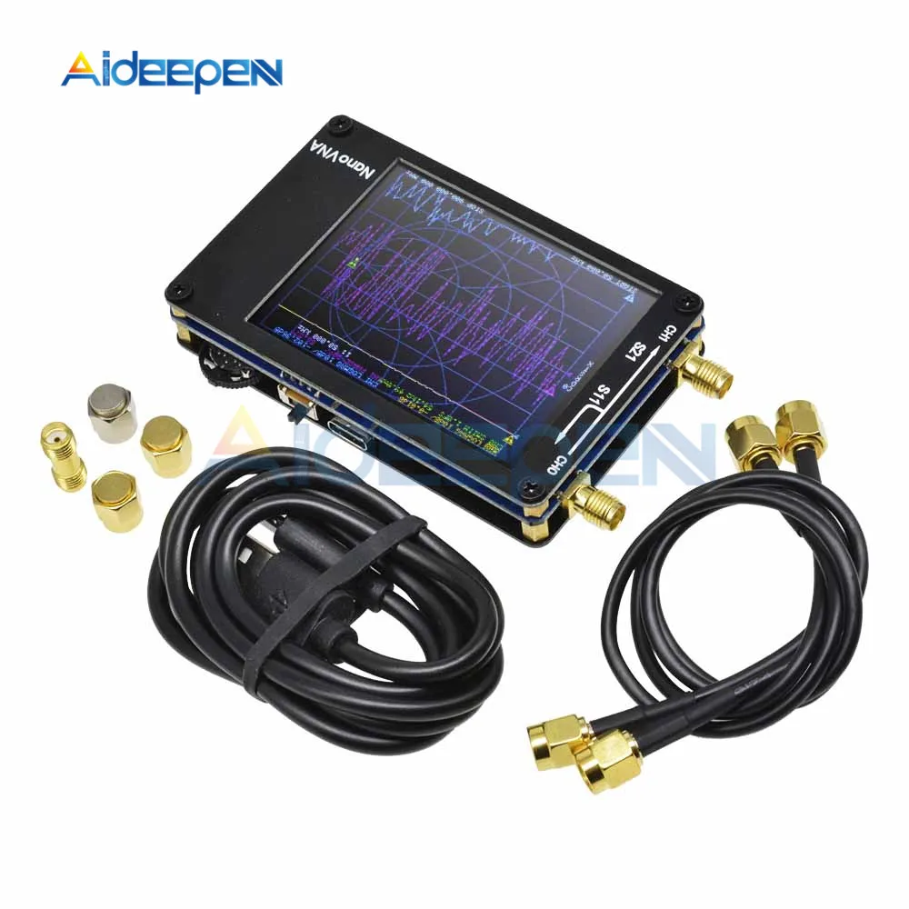 Анализатор для сети NanoVNA 2 8 дюймовый ЖК дисплей набор с антенной MF HF UHF 50 кГц 900 МГц