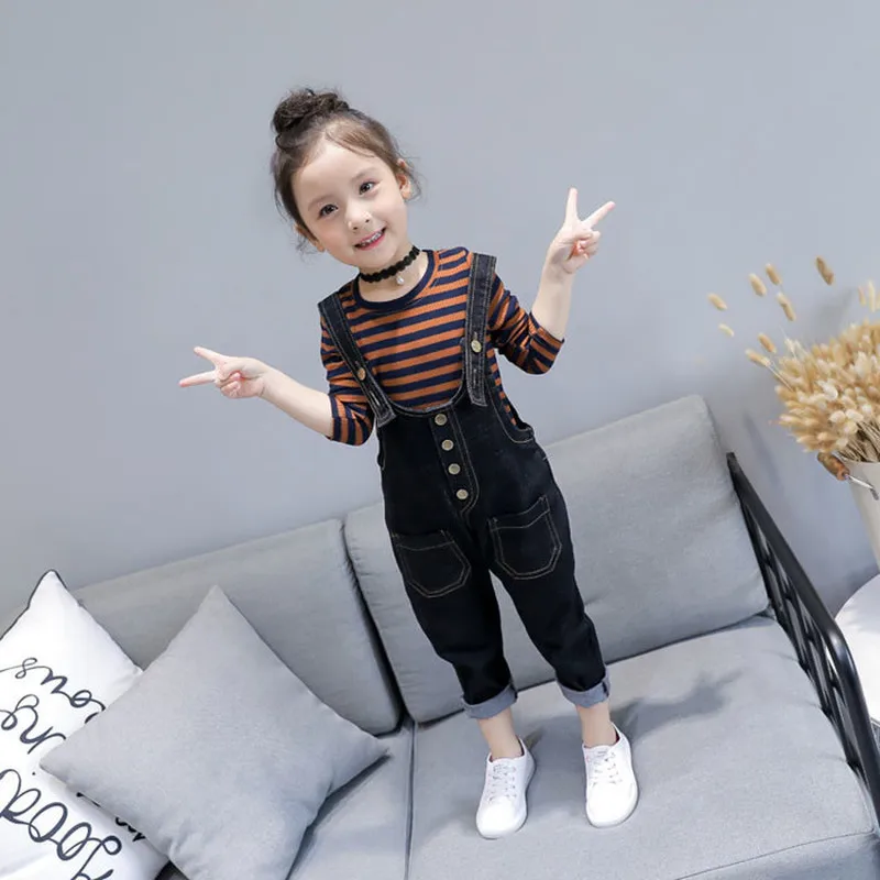 

Детский джинсовый комбинезон, в полоску, на весну/осень