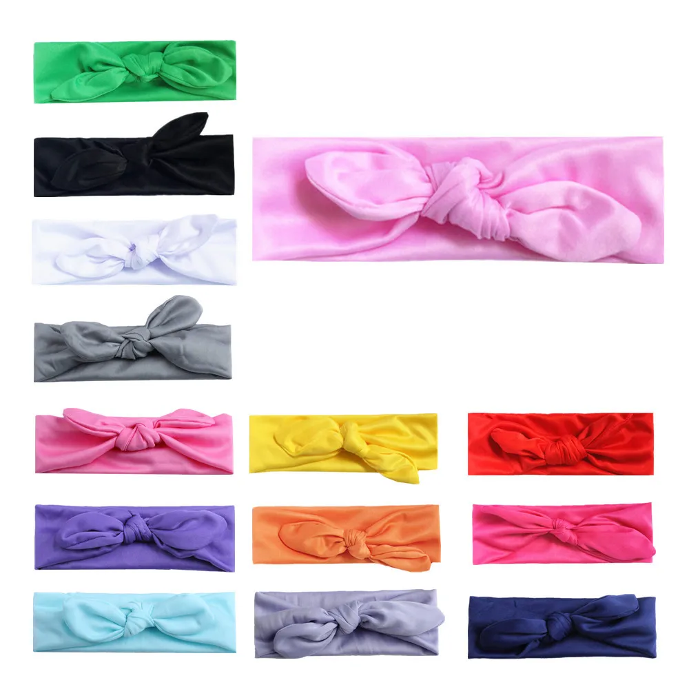 

Newborn Headband Flexible Elastic Baby Hair Band Flower Girls Bowknot Decor Kids Headwear Solid Cotton Head Wrap Accessories