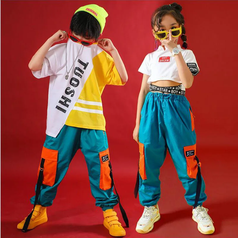 

Children Tshirt Pants Ballroom Jazz Dance Costumes hip-hop Clothing Boys Modern Jazz Dance Stage wear Costumes Street Outfits