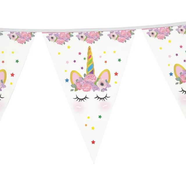 Pennant 1pcs Детский день рождения одноразового вечерние комплект Единорог тема вечерние украшения вечерние игрушки, принадлежности для вечеринок мультфильм животных - Цвет: Pennant 1pcs