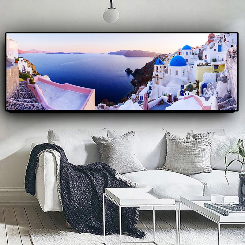 

5d круглая дрель Санторини Эгейское море Алмазная вышивка природный пейзаж 3d diy большая алмазная живопись вышивка крестиком полный квадрат,