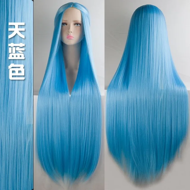 MUMUPI Cos Wig Blonde Blue Red Pink Grey Purple Hair for Party 100CM Long Straight Synthetic cosplay Wigs for Women - Color: T4/27/30