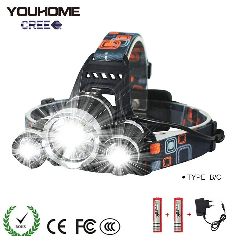 Светодиодный налобный фонарь для рыбалки водонепроницаемый с зарядкой от