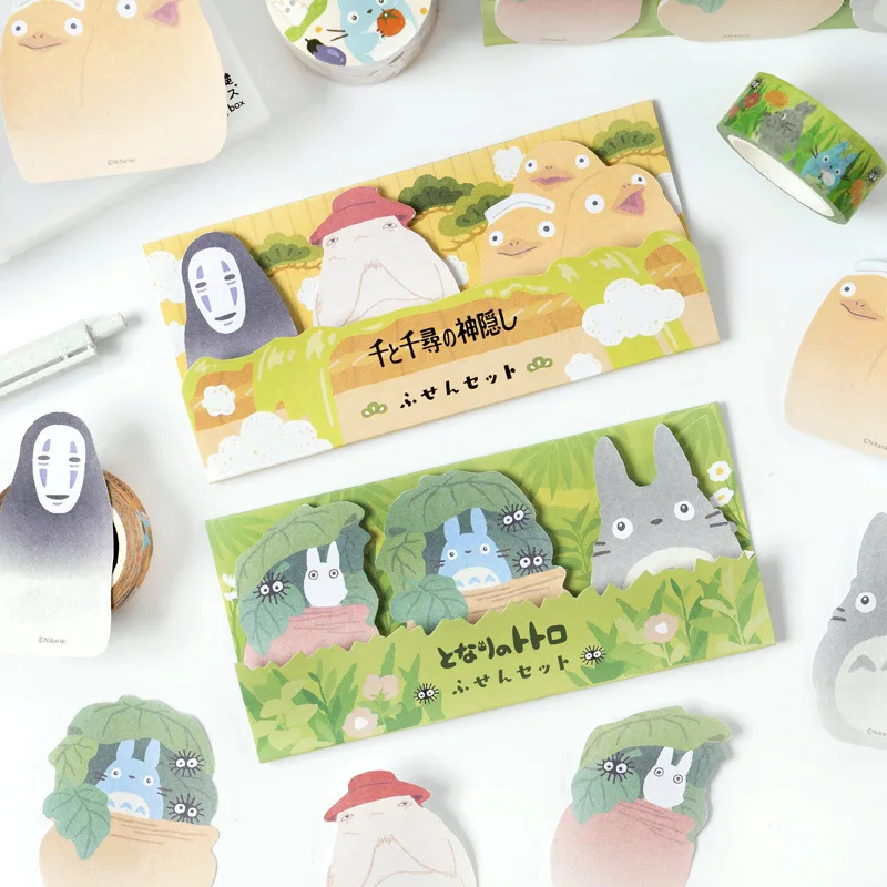 Kawaii Spirited Away No Face Man My Neighbor Totoro Memo Pad N Times Sticky Notes Escolar Papelaria School Supply наклейка