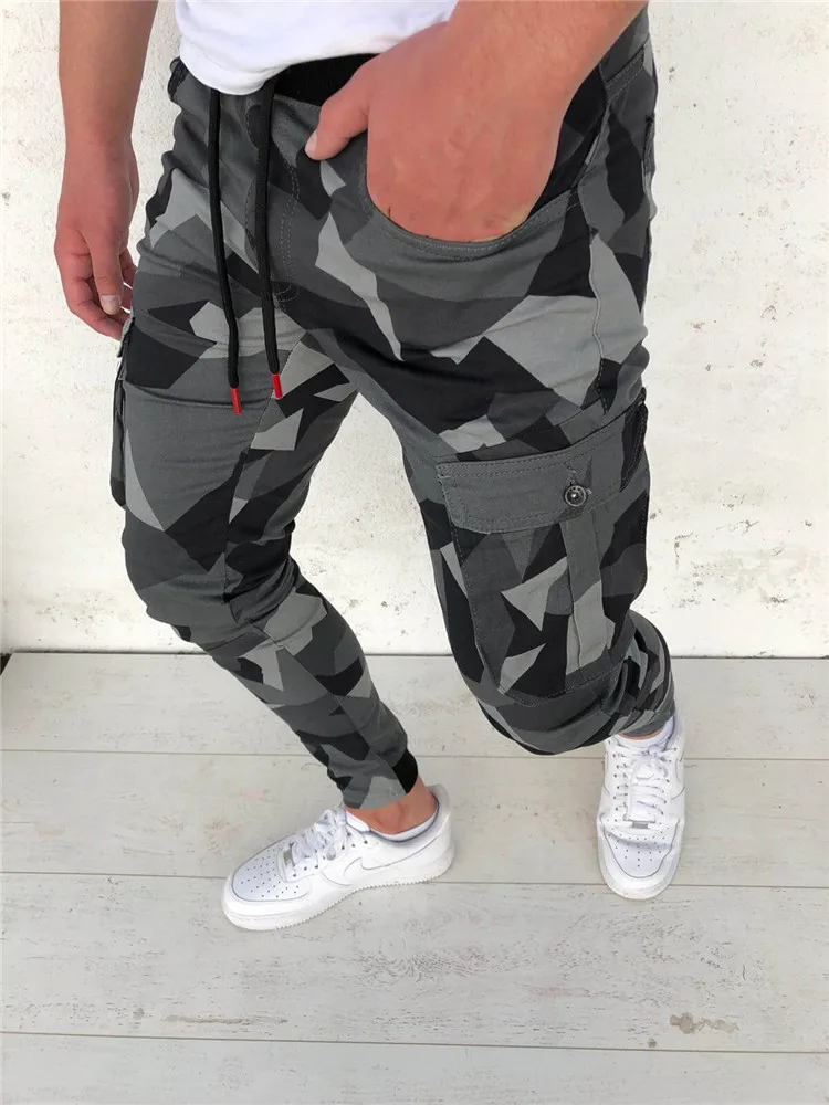 

free shipping Men Ribbons Color Block Black Pocket Cargo Pants 2020 Harem Joggers Harajuku Sweatpant Hip Hop Camouflage Trousers