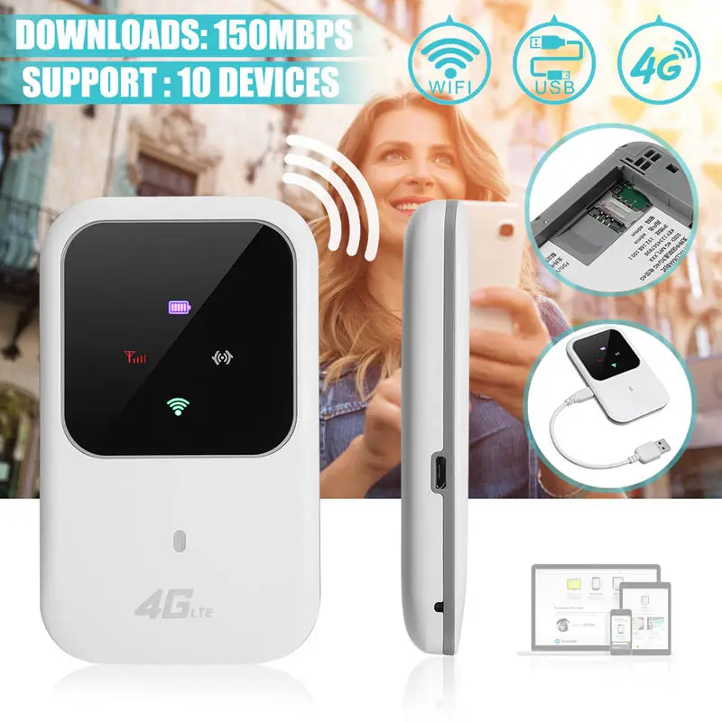 

M80 Portable Hotspot 4G Lte Wireless Mobile Router Wifi Modem 150Mbps 2.4G Wifi Box Data Terminal Box Wifi For Car Home Mobile T