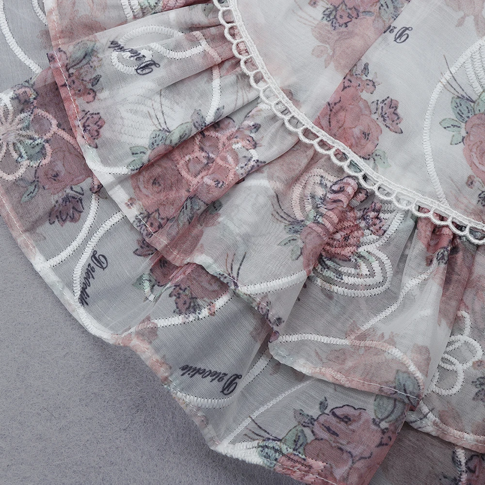 

Ladies Women Summer Sexy Short Sleeve Floral Two Piece Bandage Set 2020 Celebrity Designer Fashion Winter Women's Set