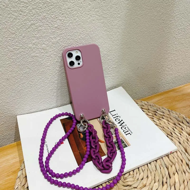 

Crossbody Lanyard Phone Case For iPhone 11 12 Pro Max 7 8 Plus X XR XS Max Liquid Silicone Back Cover