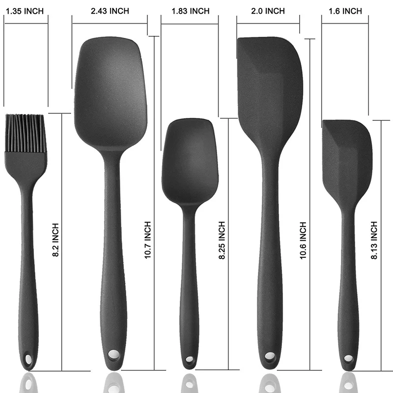 

Heat Resistant Silicone Spatulas Set of 5 | Rubber Spatula Kitchen Utensils Non-Stick for Cooking, Baking and Mixing