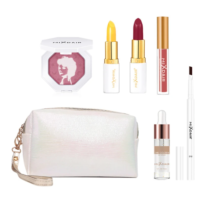 Роскошные 7 шт./компл. 24k Золотая Сыворотка Жидкие матовые помады бальзам для губ