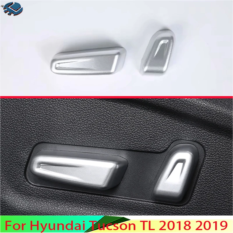 

For Hyundai Tucson TL 2018 2019 Car Accessories ABS Chrome Interior Inner Seat Adjustment Switch Knob Button Cover Trim