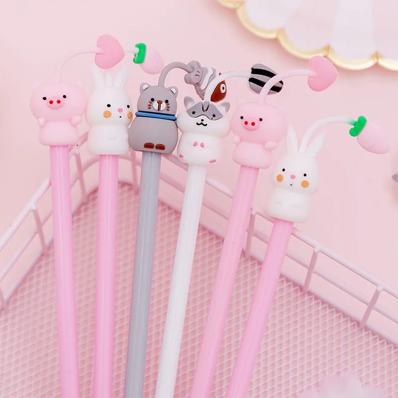 

Creative fan girl soft cute animal gel pen carbon black signature pen for students small fresh syringe pen stationery