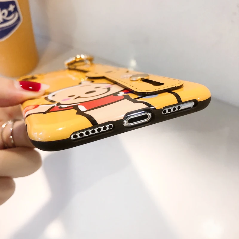 Напульсник чехол для телефона iPhone 11 Pro max X Xs XR Xsmax милый мультяшный медведь 6 7 8 Plus