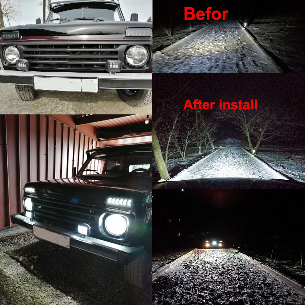 

NLpearl Led Light Bar/Work Light 20W Round LED Work Light for Truck Jeep Boat 4x4 SUV ATV 12V 24V 6D Len LED Angel Eyes Led Bar