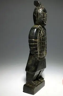 Китайские 100% натуральные черные нефритовые резные фигурки Qin из терракотовых