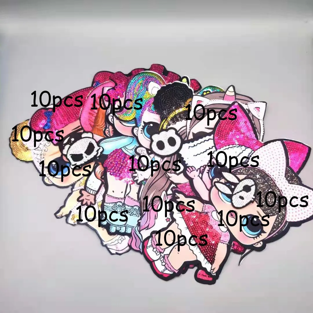 

10pcs Do not repeat cute cartoon girl clothing schoolbag Sequin patch fashion cloth paste DIY hand sewn decorative badge