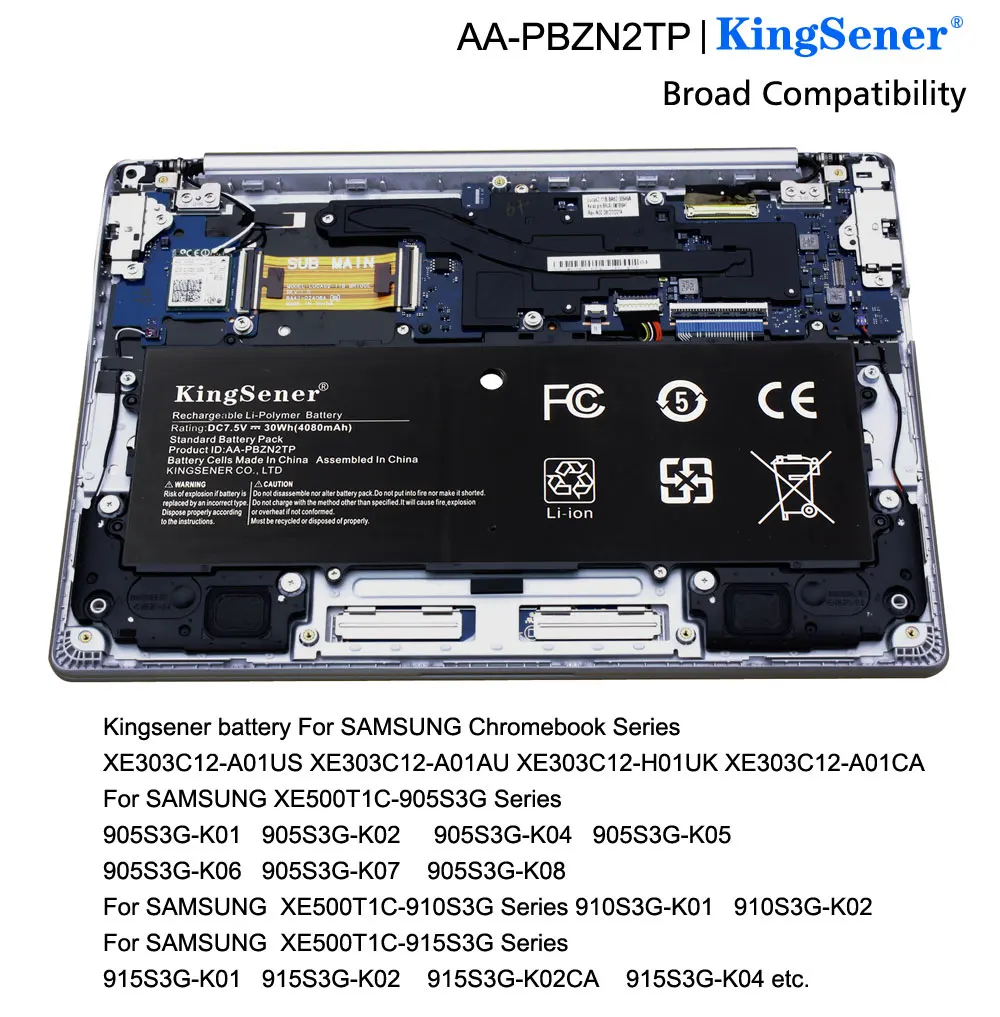 

KingSener New AA-PBZN2TP Tablet Battery for Samsung Chromebook XE500T1C 905S 915S 905s3g XE303 XE303C12 NP905S3G 7.5V 4080mAh