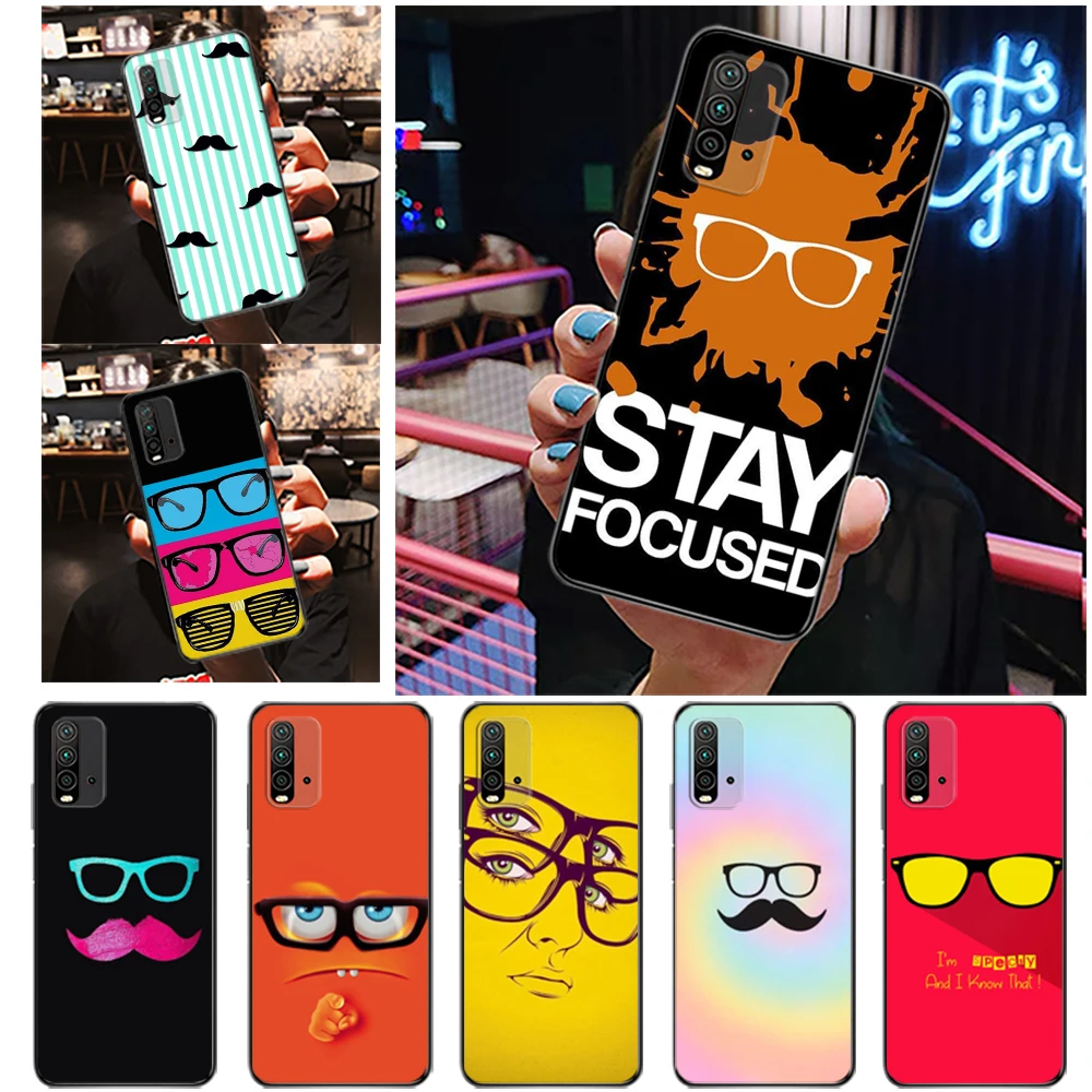 

Funny Bearded Glasses Human Face Phone Case For Xiaomi Redmi Note 10S 10T 10X 9 Pro MAX 5G 9S 9C 9A 9T 9 Coque Funda Soft TPU