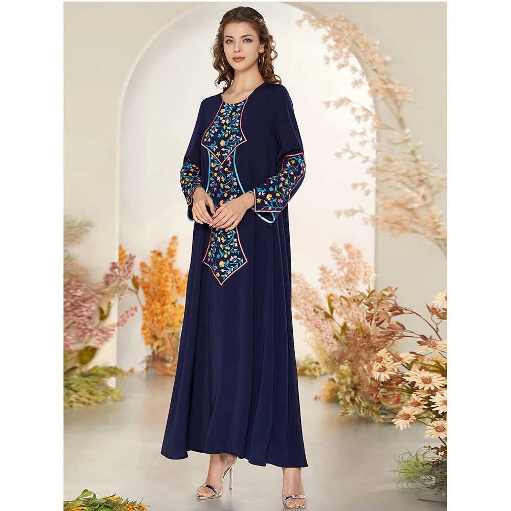 

Ramadan Muslim Long Dress Ethnic Embroidery Abaya Islamic Autumn Slim Casual Jilbab Maxi Robe Turkish Arab Dubai Kaftan Fashion