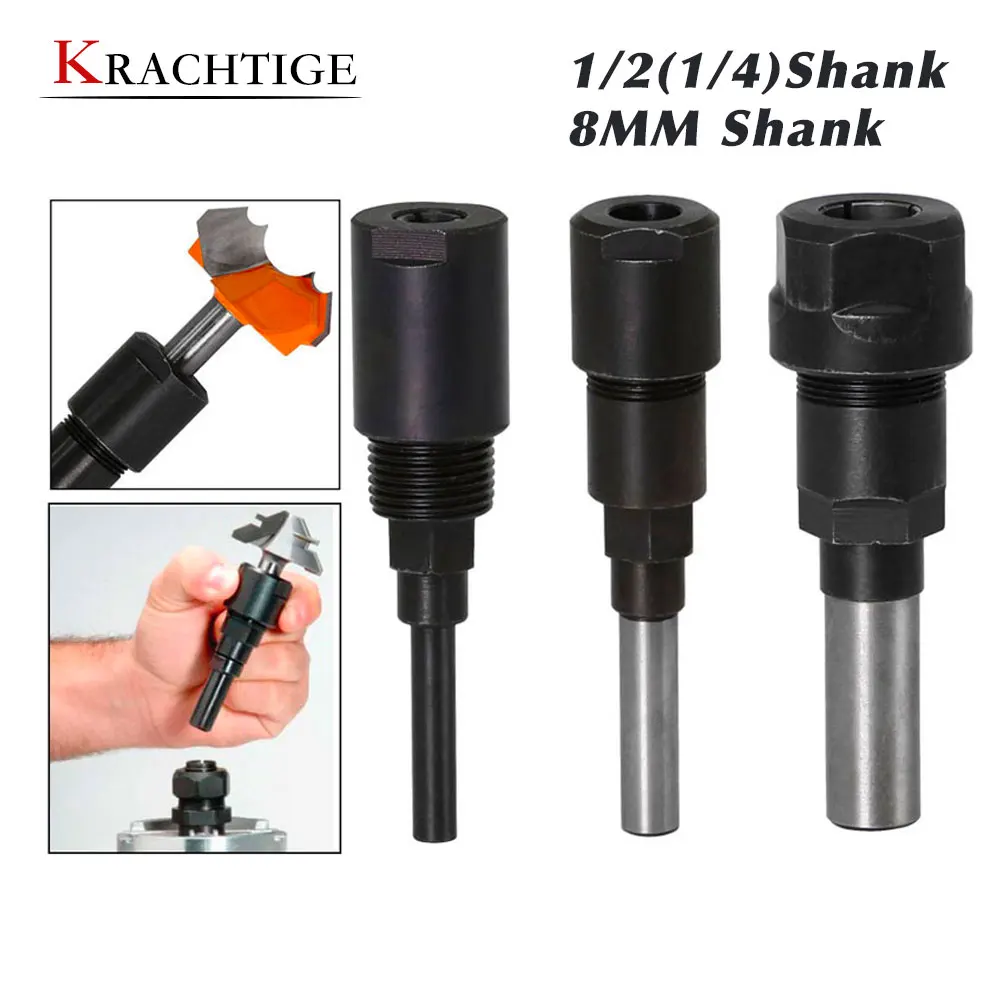 

Krachtige Router Bit Extension Rod Collet Engraving Machine Extension Milling Cutter for Wood 1/4" 8mm 12mm 1/2" Shank