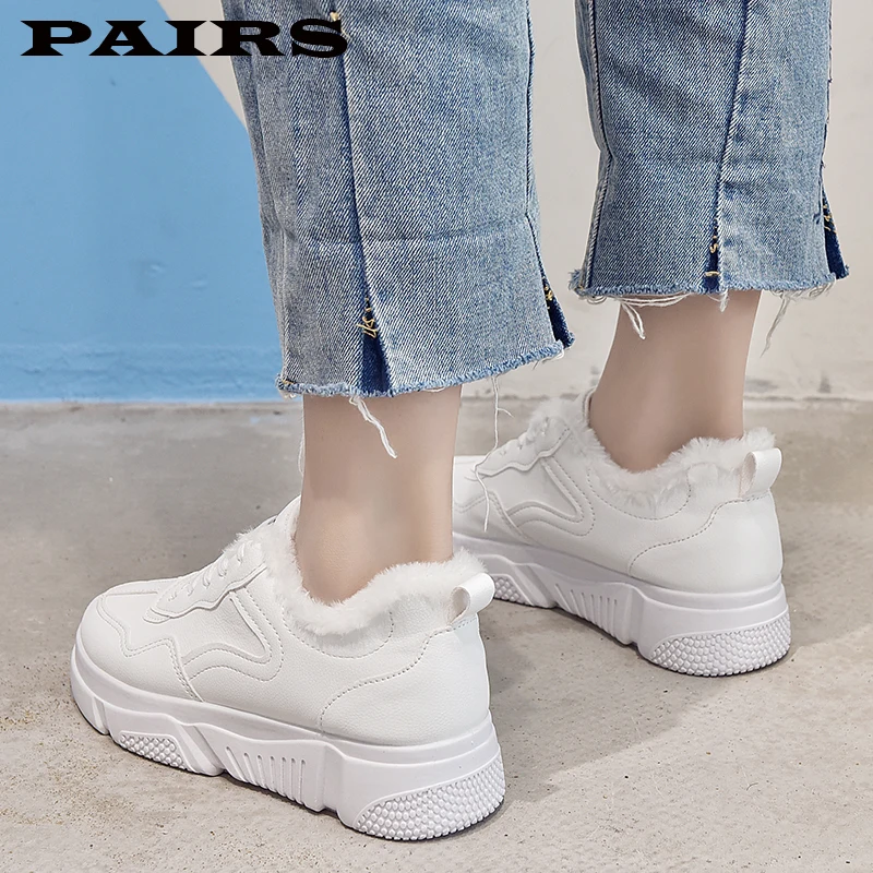 2019 зимняя женская обувь теплая плюшевая повседневная на меху модные кроссовки