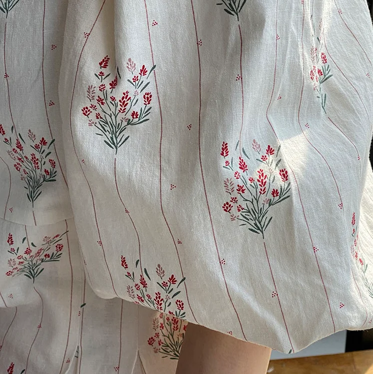 

ZCSMLL Square collar vestido exposed clavicle waist big swing puff sleeve floral dress women 2021 spring summer