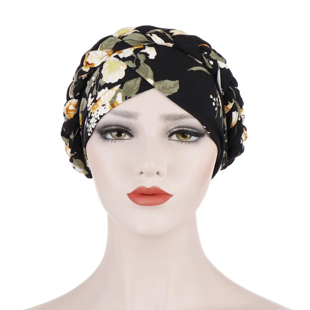 

Printed frosted milk silk headdress cap calico short braided headdress for Muslim bonnet