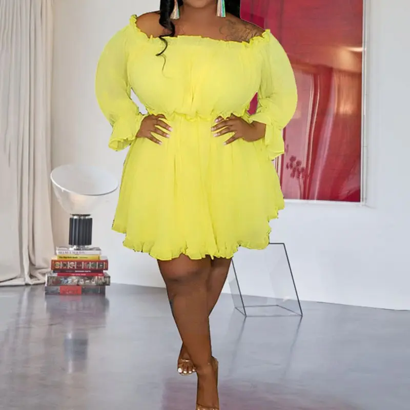 Африканская мода размера плюс сексуальное мини платье с открытыми плечами