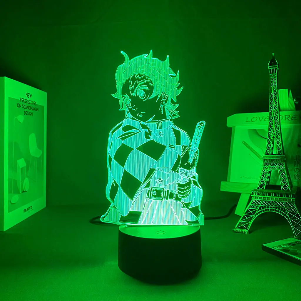

Anime Demon Slayer Agatsuma Zenitsu Figure Night light remote control color changing acrylic 3D lamp decoration lamp