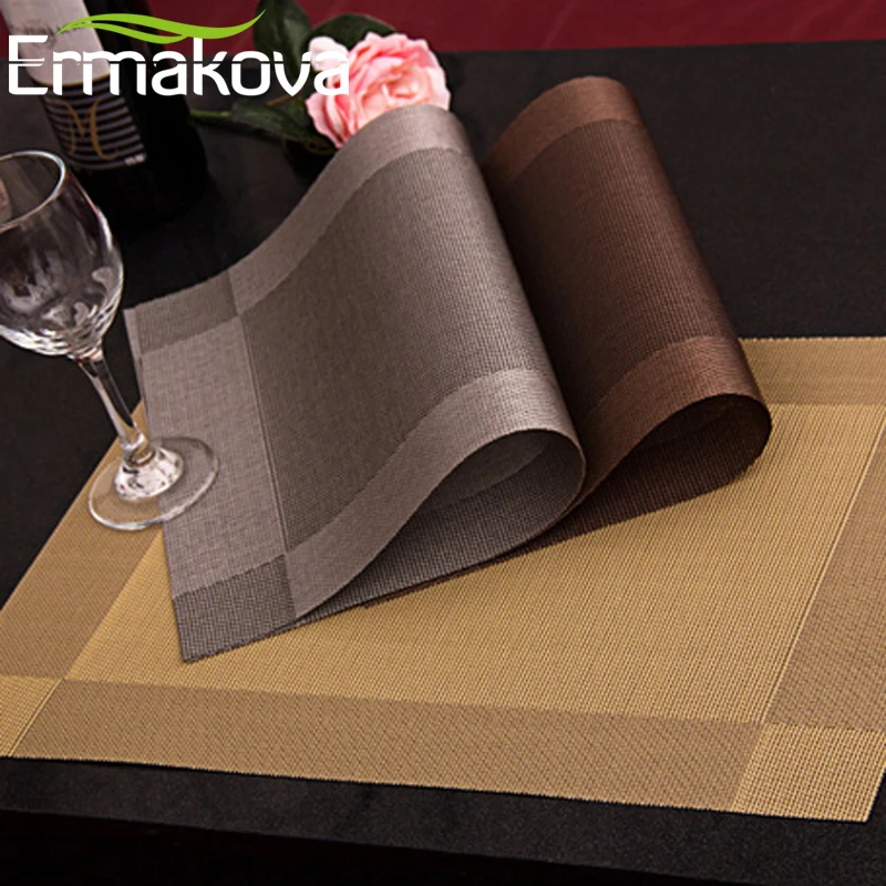 ERMAKOVA салфетки, моющиеся, ПВХ, коврик для скатерти, коврики для стола, устойчивые к пятнам, обеденный диск, коврик для чаши, подставка, нескользящая, ПВХ коврик