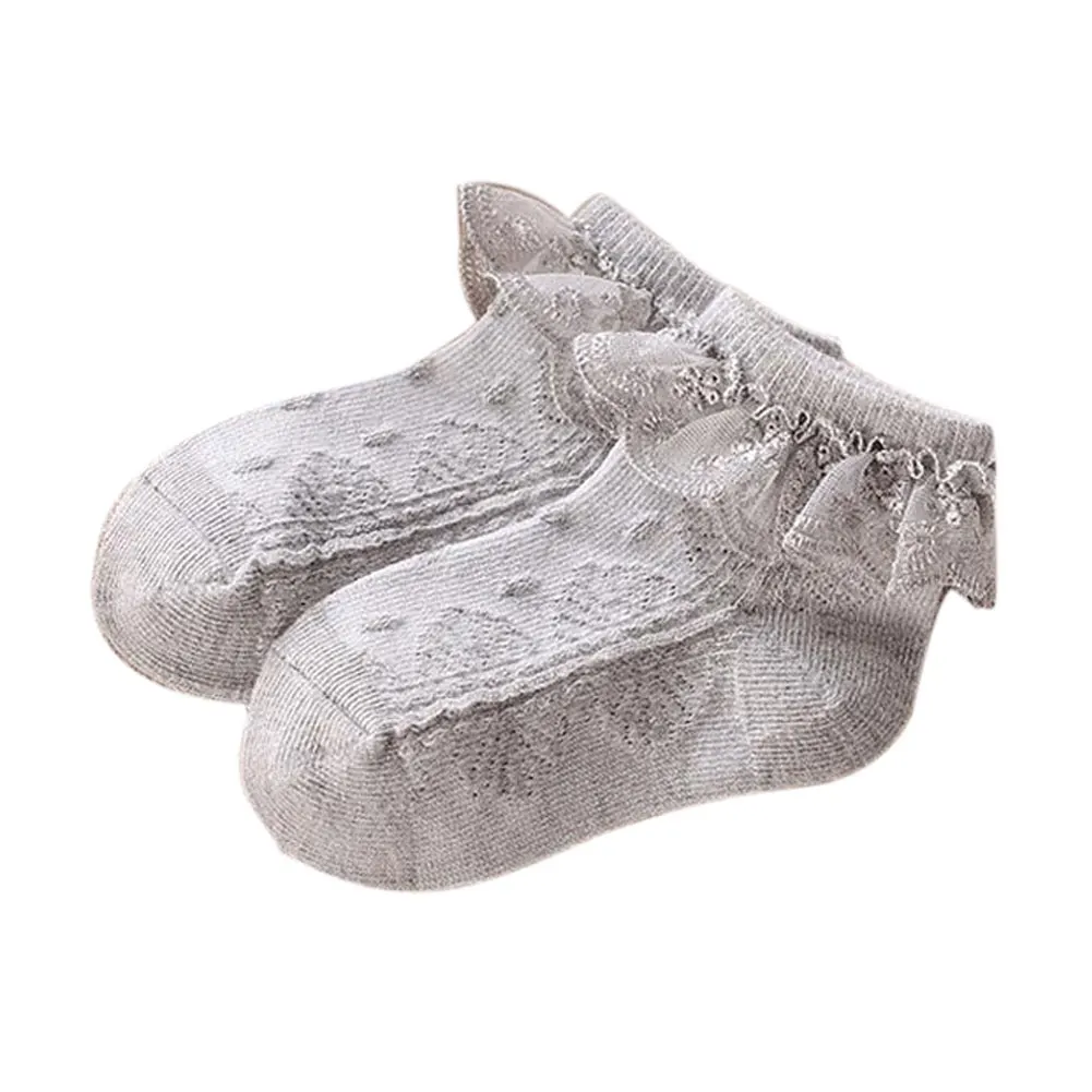 Милые кружевные хлопковые носки-башмачки для маленьких девочек карамельные