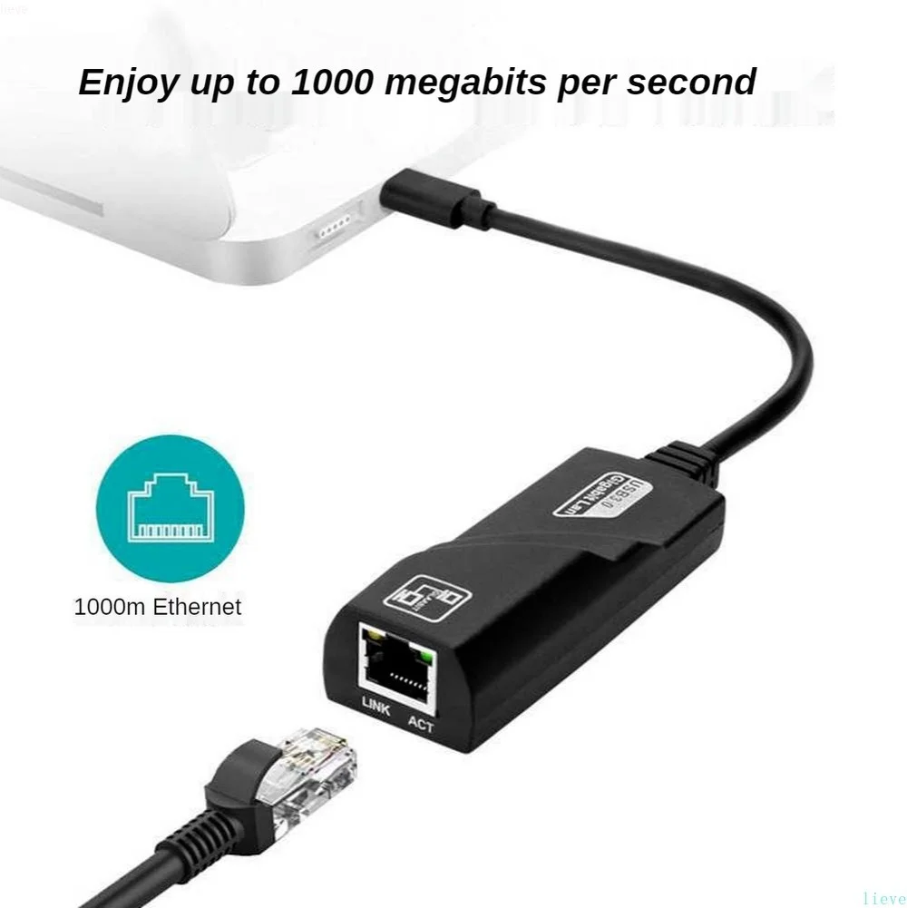 

2021New Type-c USB-C To RJ45 Gigabit Network Adapter Cable Supports10/100/1000MIB/S Automatic Identification Function For Laptop