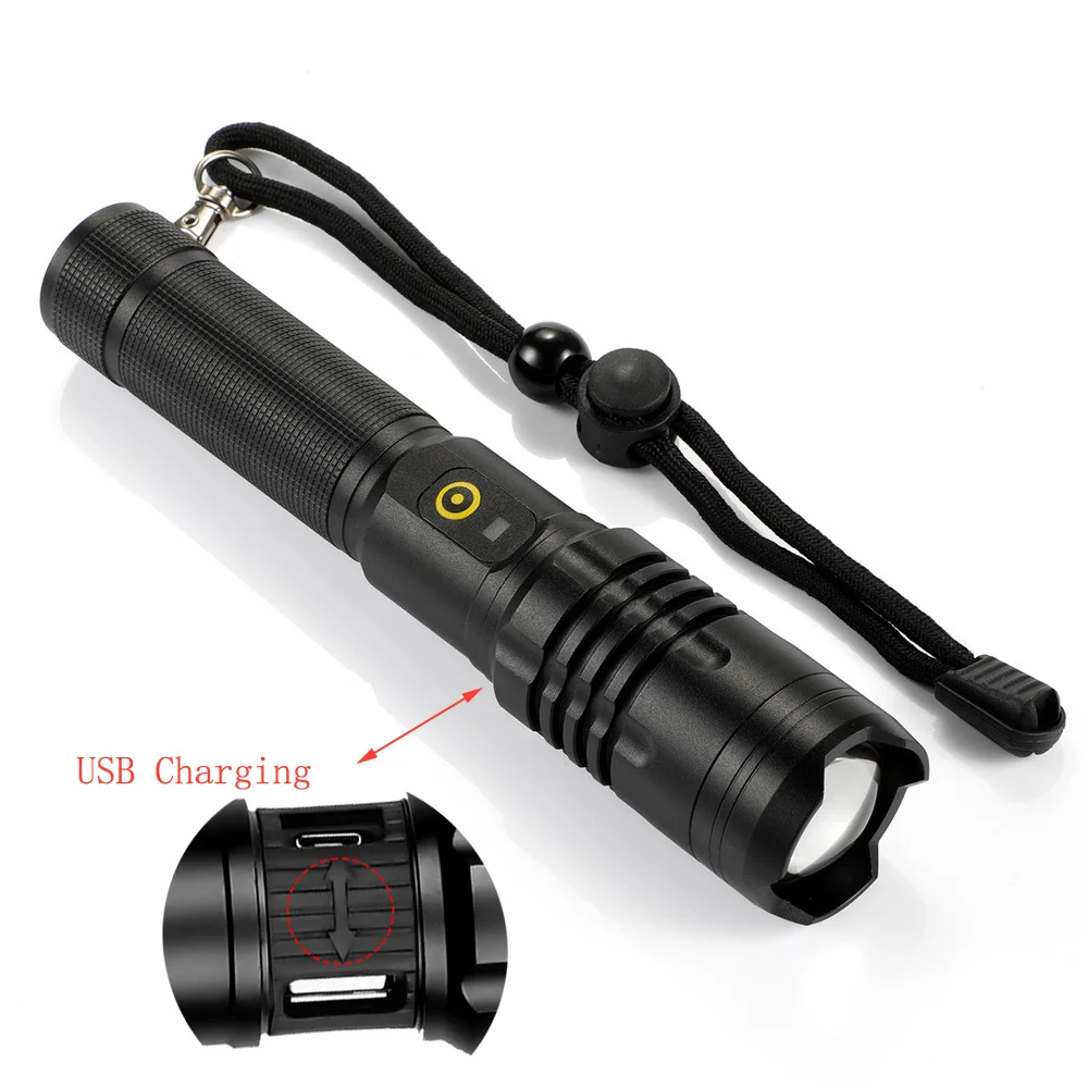 Супер яркий XHP50.2 светодиодный фонарик с зумом тактический фонарь 3 режима Водонепроницаемый ручной фонарь для кемпинга
