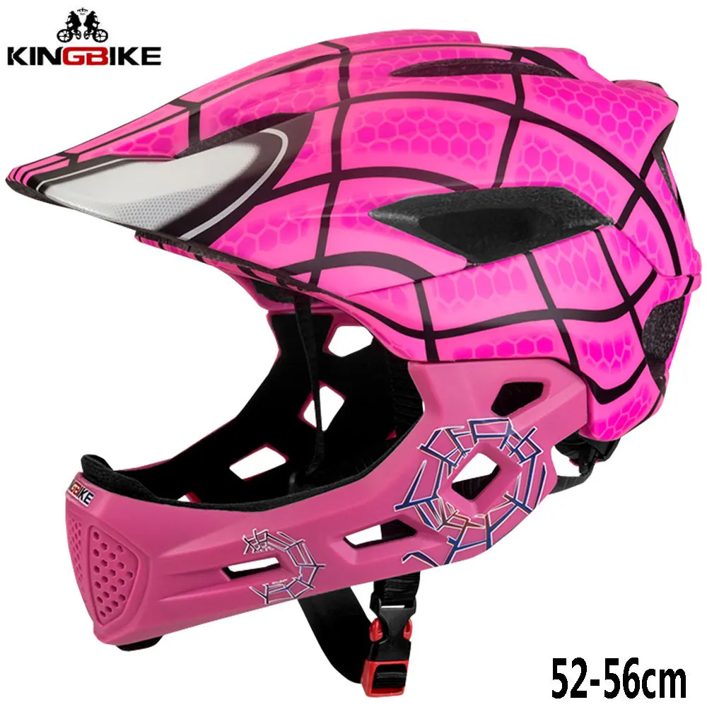 J-266-Rose Red KINGBIKE Детский велосипедный шлем, велосипедный шлем с полным лицом, Детский защитный шлем для верховой езды, скейтборда, шлем для катания на роликах, спортивный защитный шлем - Цвет: J-266-Rose Red