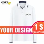 Мужская зимняя рубашка-поло GNEP с длинным рукавом, модная качественная Однотонная рубашка на заказ с отворотом, недорогие повседневные деловые комбинезоны с вышивкой