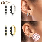 Серьги-кольца женские с разноцветными эмалированными заклепками, из серебра 925 пробы