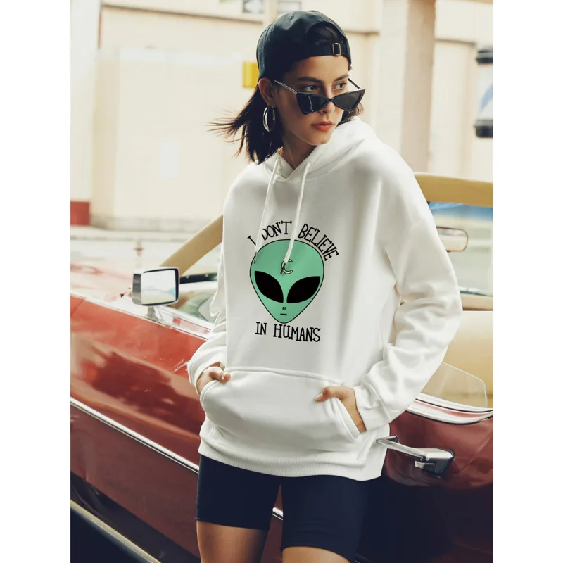 

Autumn and winter women's Hooded Sweatshirt alien Street leisure
