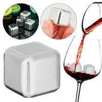 food grade 304 stainless steel ice cubes with clip tray reusable chilling stone for beer wine cooling quickly bar tool keep cold