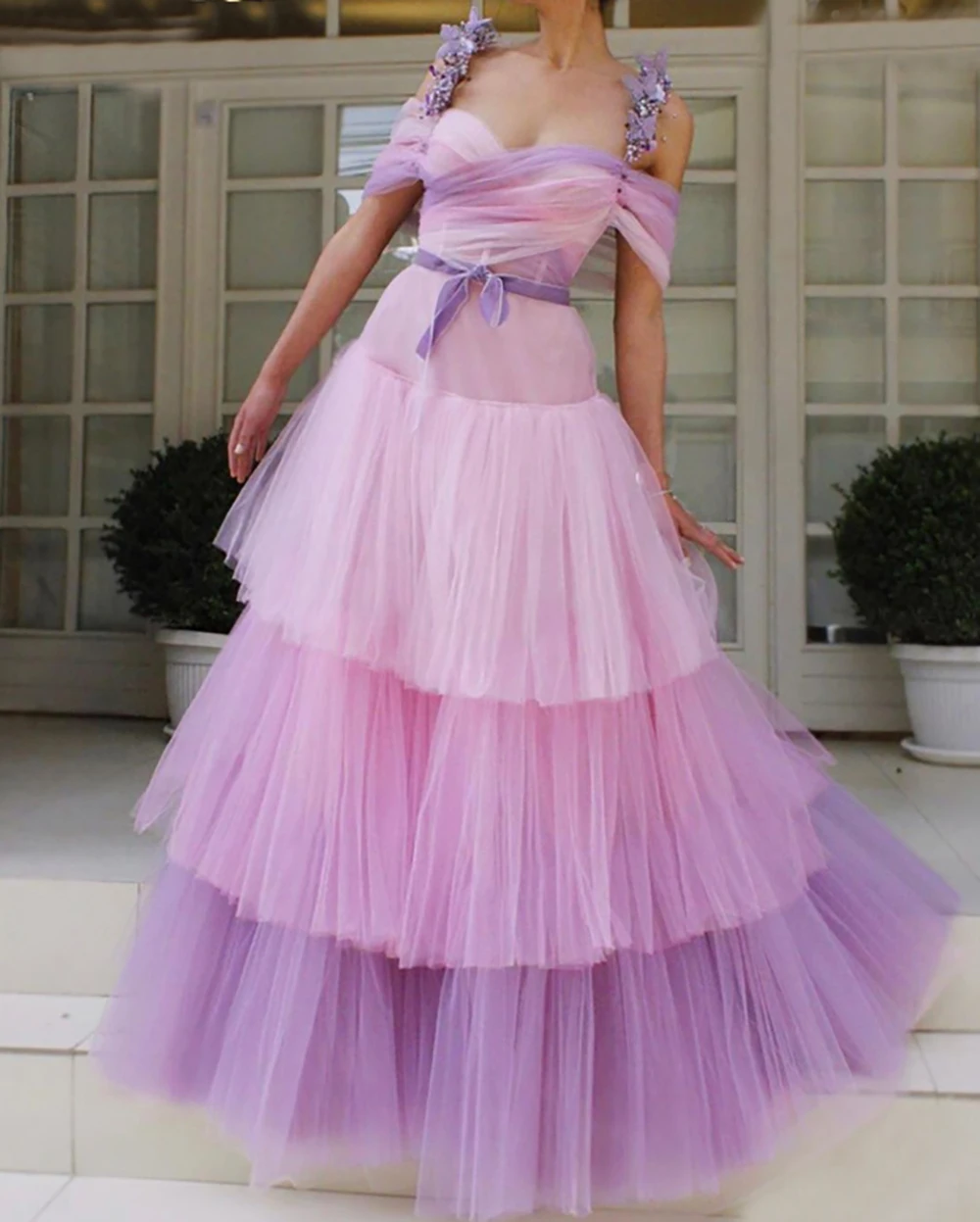 

Sweetheart Colorful Prom Dresses Ball Gown Flowers Beaded Straps Party Maxys Long Prom Gown Evening Dresses Robe De Soiree