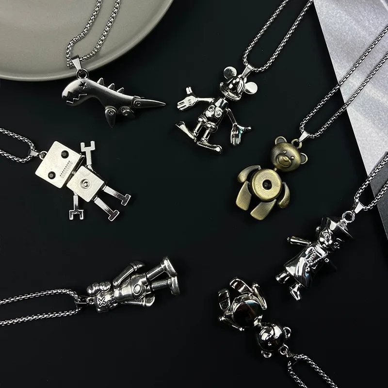 

2022 Three-Dimensional Animal Long Sweater Chain Whale Active Bear Dog Pendant Mouse Rabbit Scorpion Titanium Steel Accessories