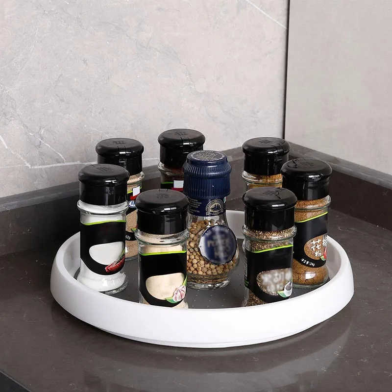 

Rotating Storage Tray Condiment Round Storage Rack 360° Rotating Fruit Snack Storage Plate Non-Slip Spice Rack Kitchen Organizer