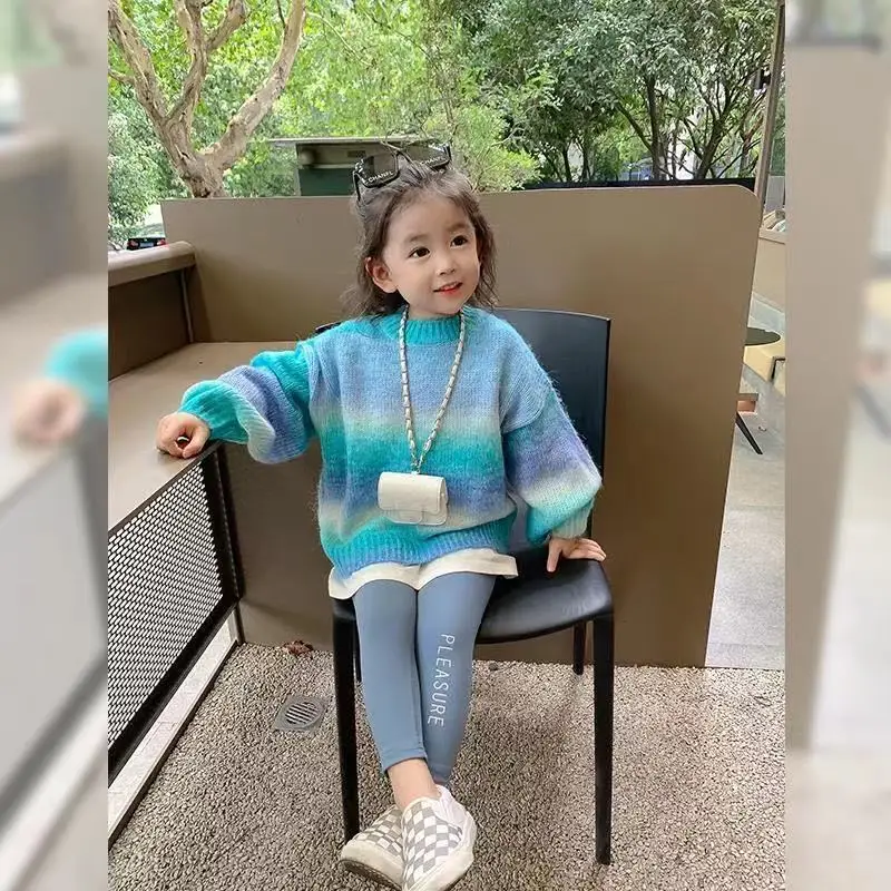 

Свитер с круглым вырезом, однотонный пуловер с длинными рукавами, новый модный дизайнерский Теплый Симпатичный простой удобный зимний детс...