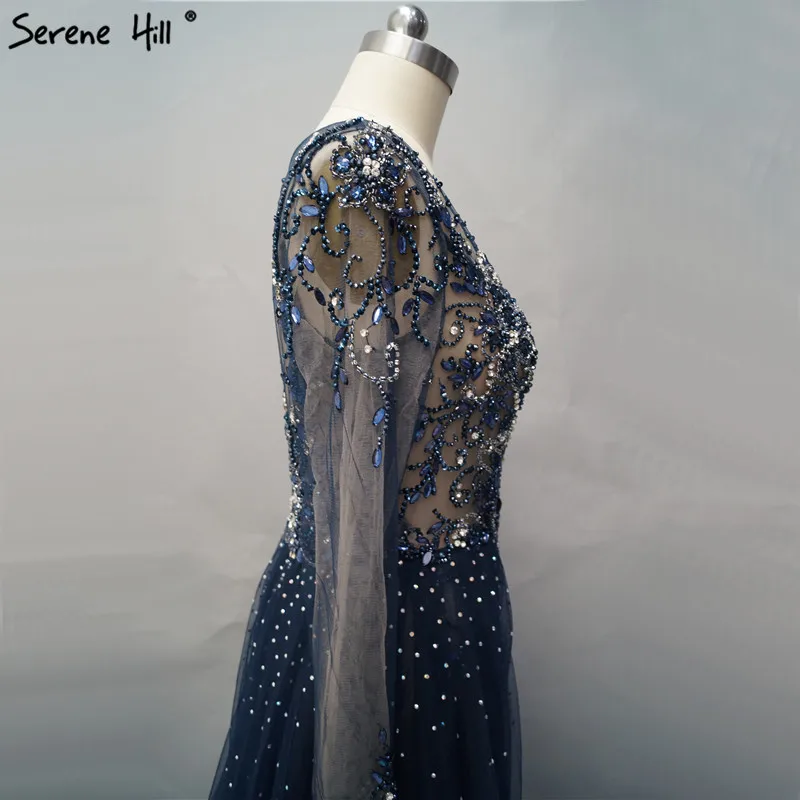 Serene Hill Elegant Sexy V-Neck Long Sleeves Evening Dress Mermaid With Train Formal Party Gown Multiple Color CLA6571
