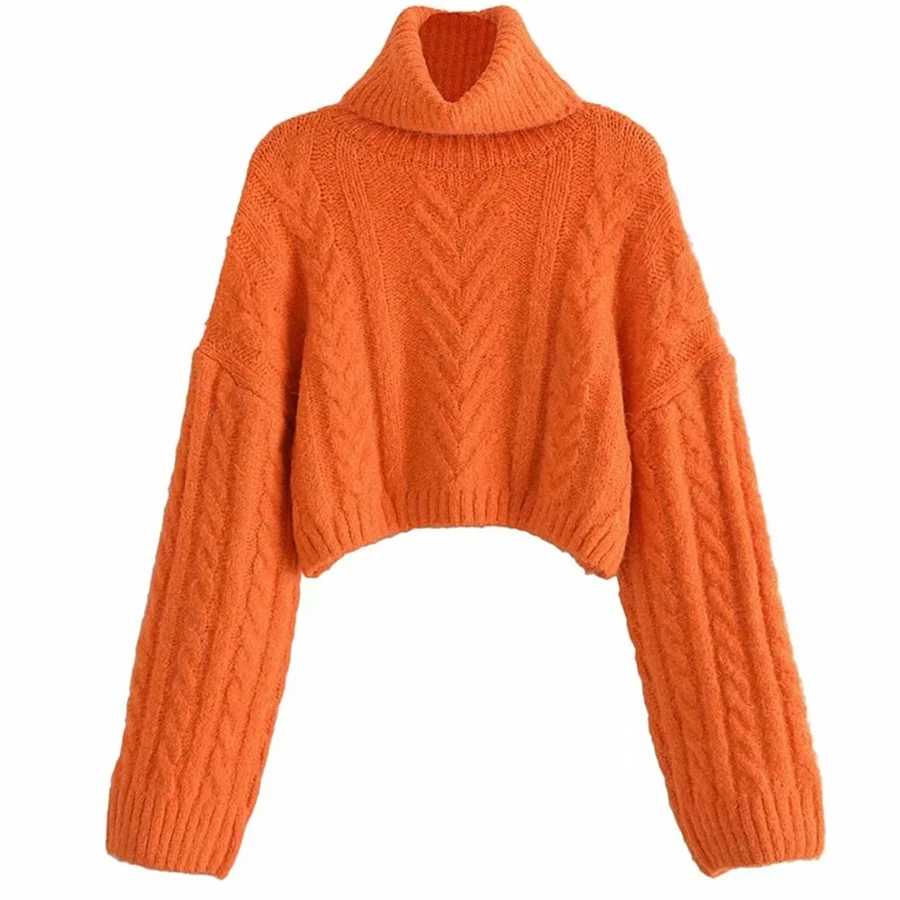 

Withered Winter Sweaters Women Ins Fashion Blogger High Street Retro Turtleneck Solid Sexy Short Sweaters Women Pullovers Tops