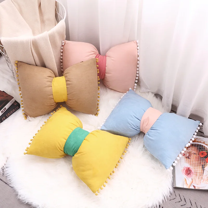 

Bow-knot Design Pillow Cover Lovely Bow Princess Bow Cushion Cover Nordic Cushion Cover Removable Decorative Pillowcase