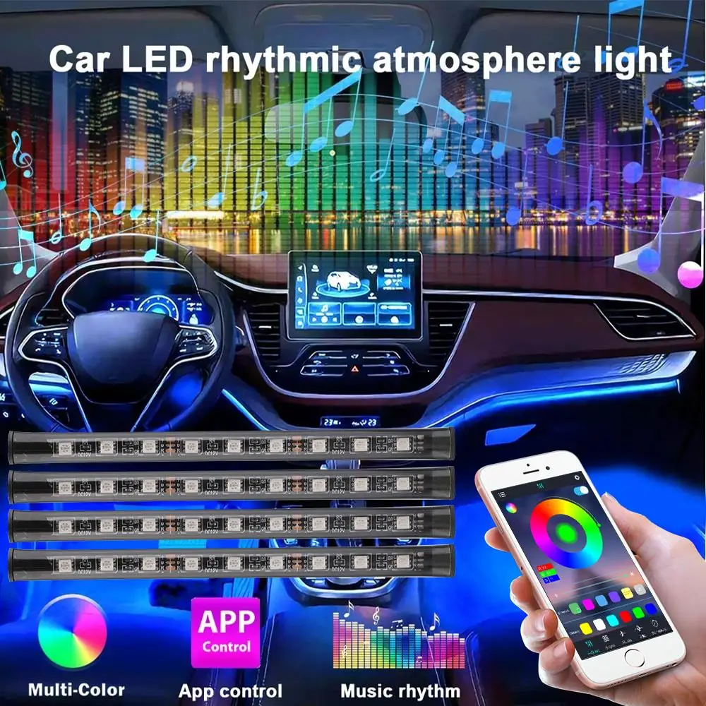 

Vehemo Ambient Light Mobile APP One To Four Car Decorative Lights Modeling Multi-Mode Foot Light Lamp 2020