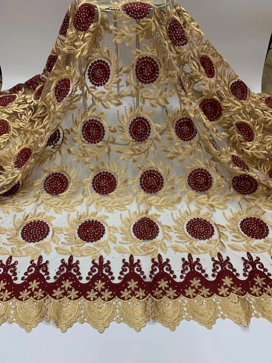 

MIQIER 2020 High Quality African Lace Fabric Embroidery Swiss French Tulle Pure Cotton 5yards Wedding Party Dress Guipure