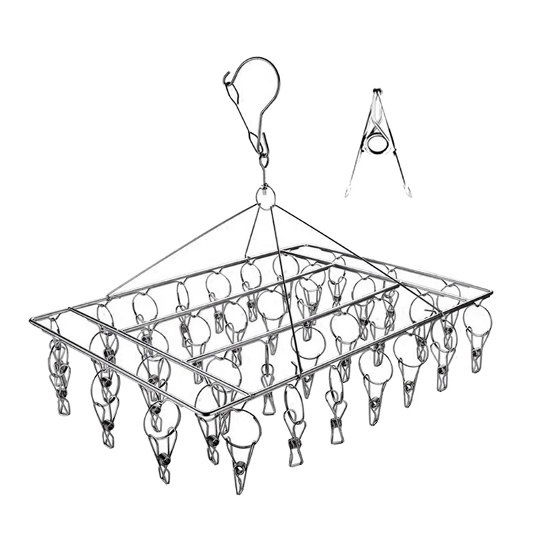 

1 Set Stainless Steel Sock Drying Rack, Rotary Wind-Proof Clothes Hanger & 100Pcs Disposable Rags Moping Pads